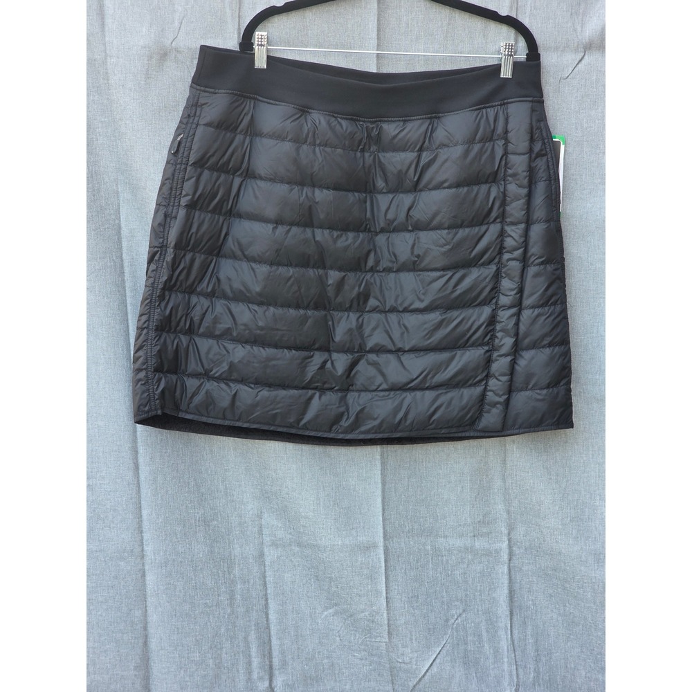 Aventure Women Black Quilted Down Insulated Mini Skirt XL 650 Fill Power New